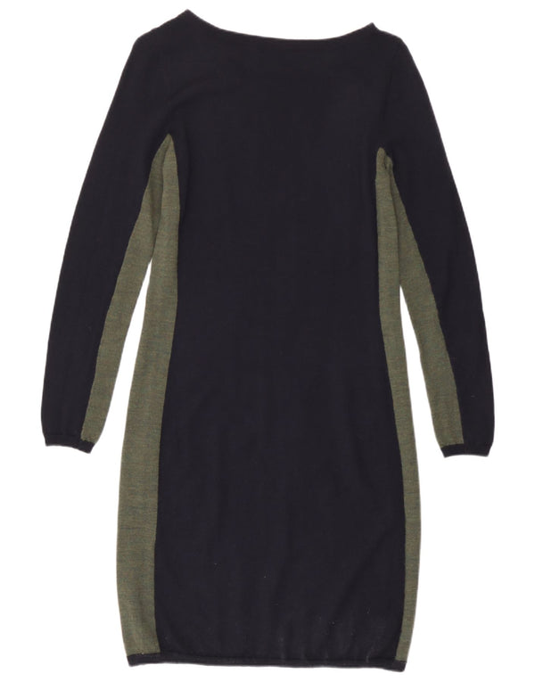 Jigsaw Dame Jumper Dress UK 12 Medium Navy Blue Colourblock Uld