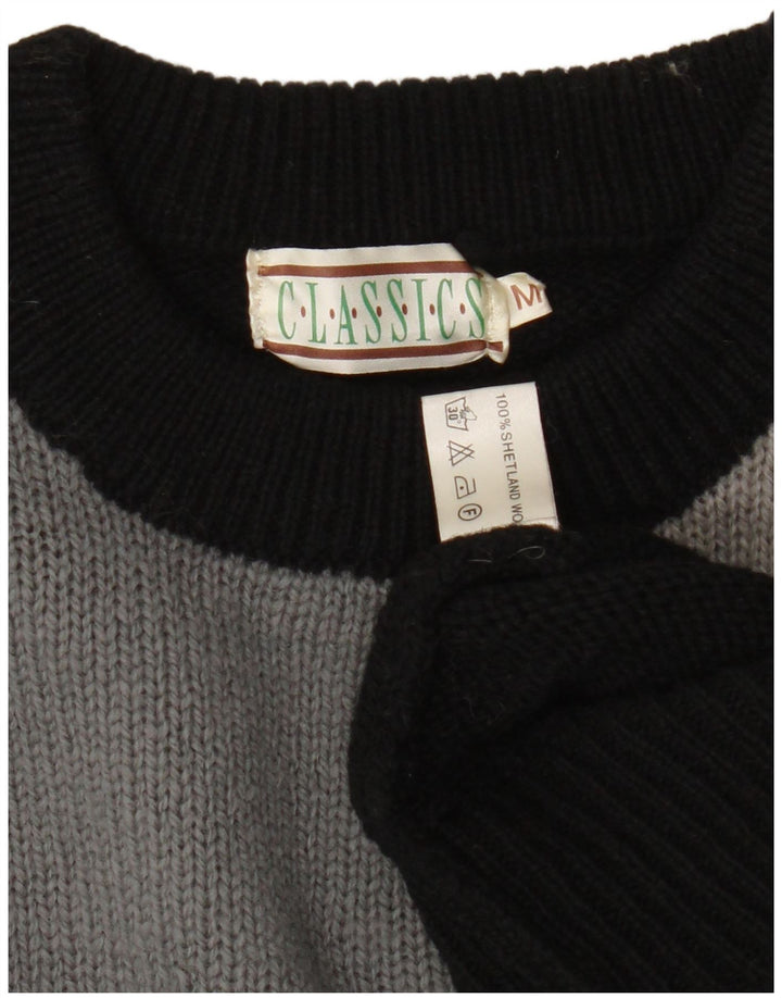 Klassikere Dame Jumper Sweater UK 14 Medium Sort Colourblock