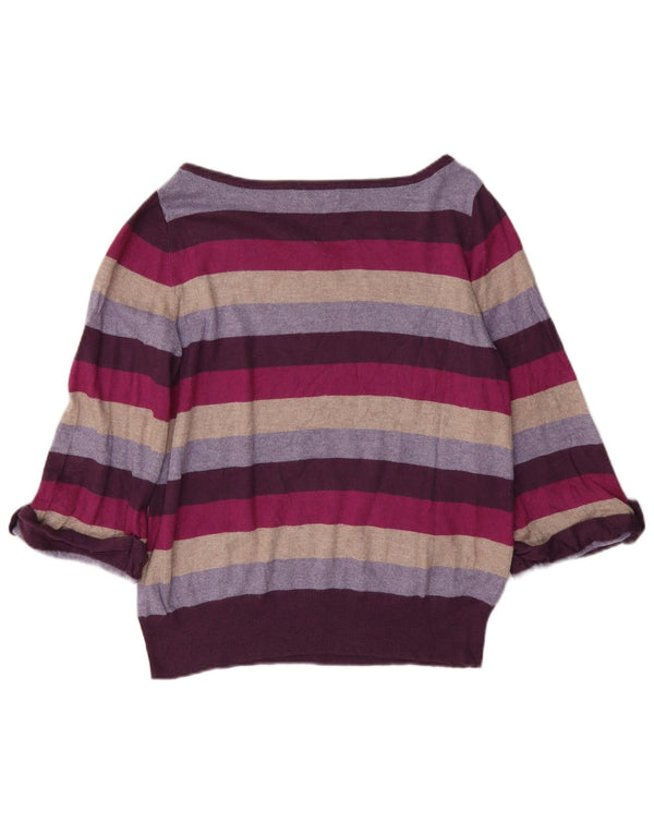 Marks & Spencer Dame Boat Neck Jumper Sweater UK 14 Medium Lilla Stribet