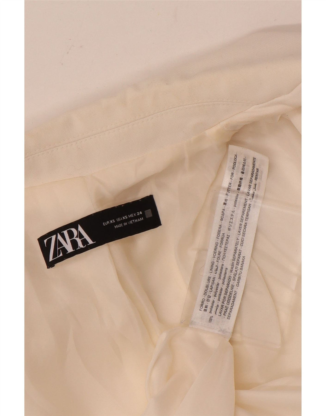 Zara Dame Oversized Double Breasted Blazer Jacket UK 6 XS Hvid Polyester