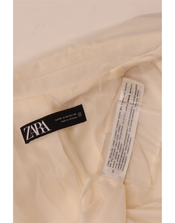 Zara Dame Oversized Double Breasted Blazer Jacket UK 6 XS Hvid Polyester