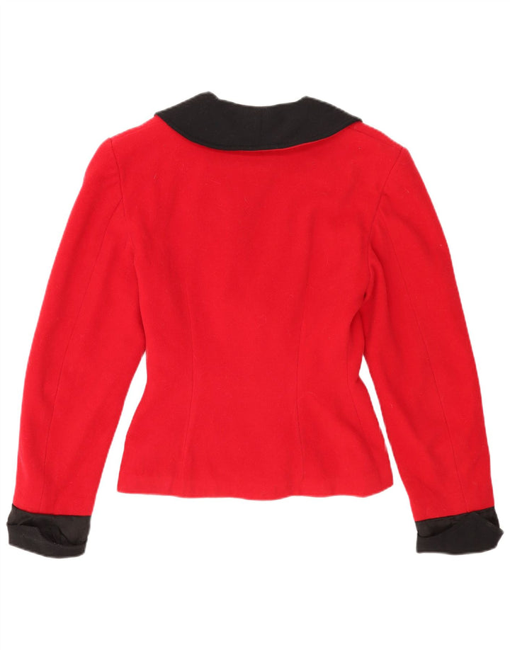 Vintage dame 1-knaps blazerjakke UK 12 Medium Rød Colourblock