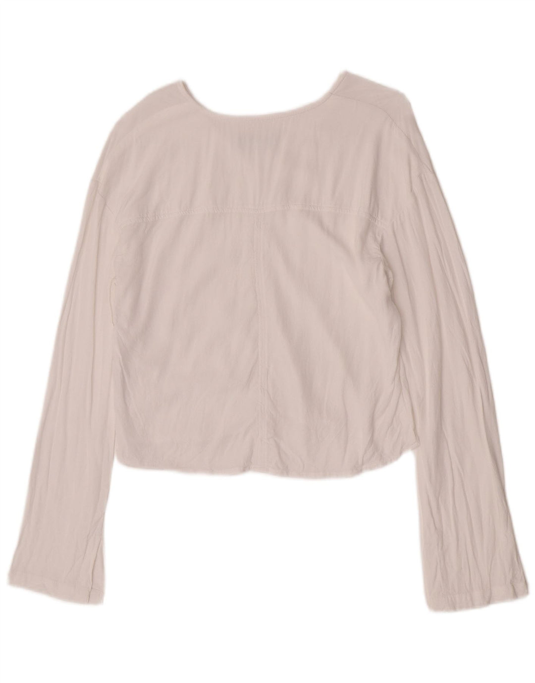 Benetton Womens Crop Top Langærmet UK 10 Small White Viscose