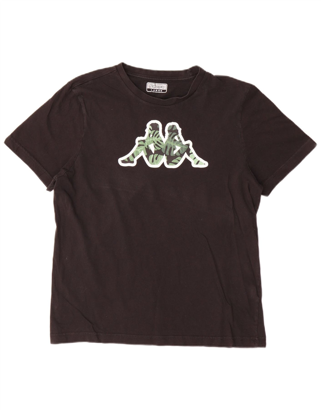Kappa Herre Grafisk T-Shirt Top Stor Sort Bomuld