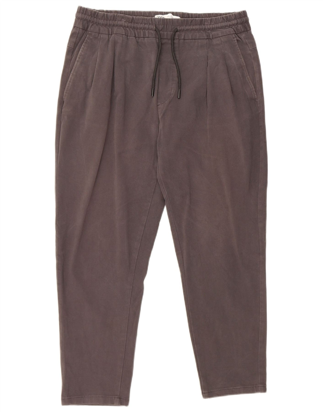Zara Herre Pegged Cropped Trousers W32 L25 Grå Bomuld