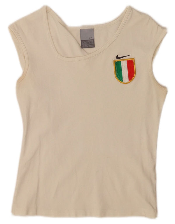 Nike Womens Italia Crop Vest Top UK 8 Small White Bomuld
