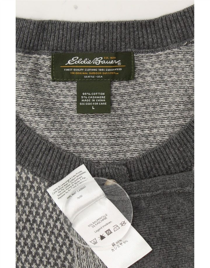 EDDIE BAUER Dame Cardigan Sweater UK 14 Stor Grå Bomuld