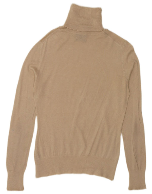 Massimo Dutti Dame Roll Neck Jumper Sweater UK 10 Small Beige Silke