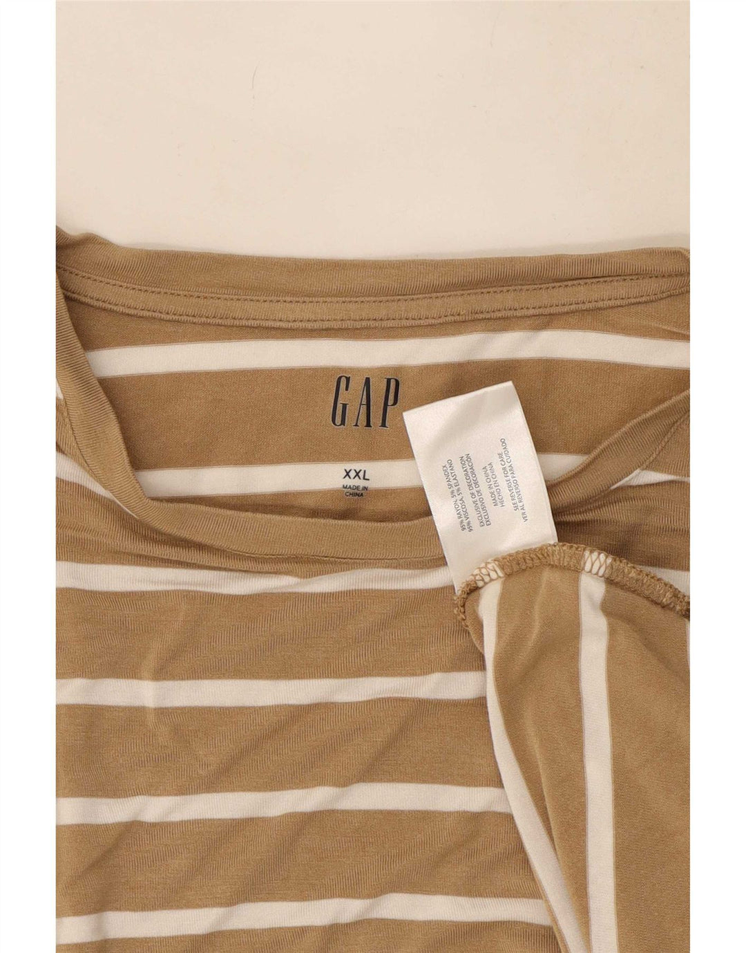 Gap Womens Oversized Top Langærmet UK 20 2XL Beige Stribet Rayon