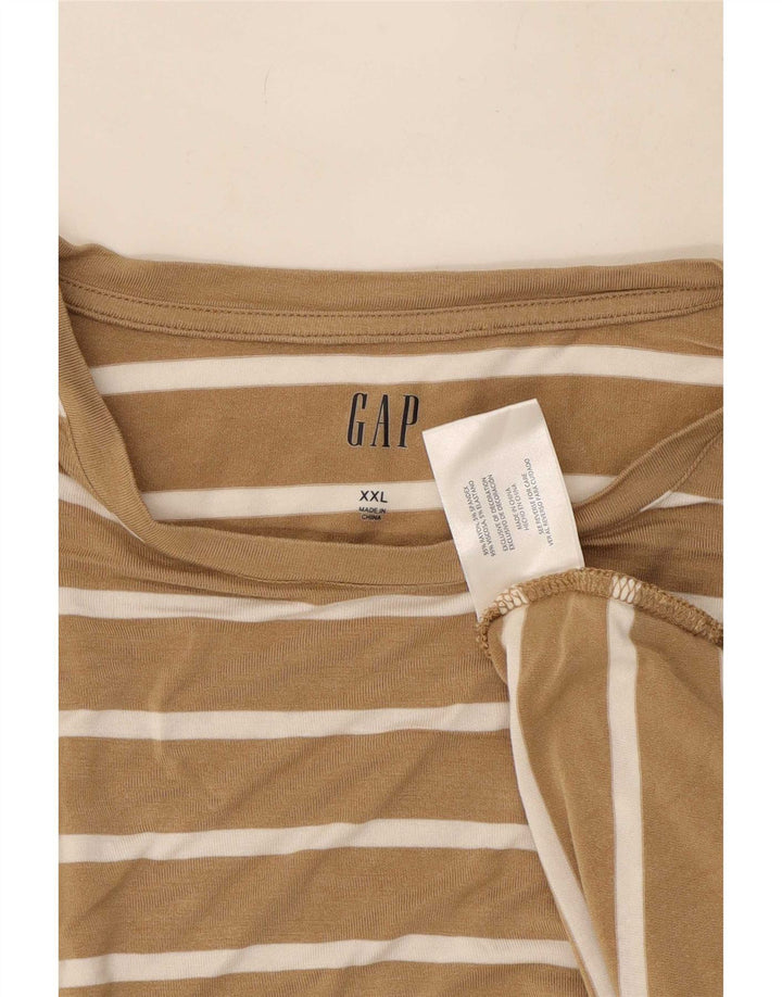 Gap Womens Oversized Top Langærmet UK 20 2XL Beige Stribet Rayon