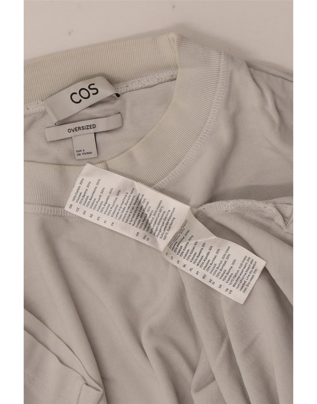 Cos Herre Oversized T-Shirt Top Small Off White Bomuld