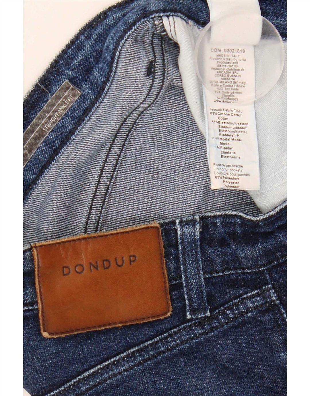 Dondup Dame Straight Jeans W28 L27 Marineblå Bomuld