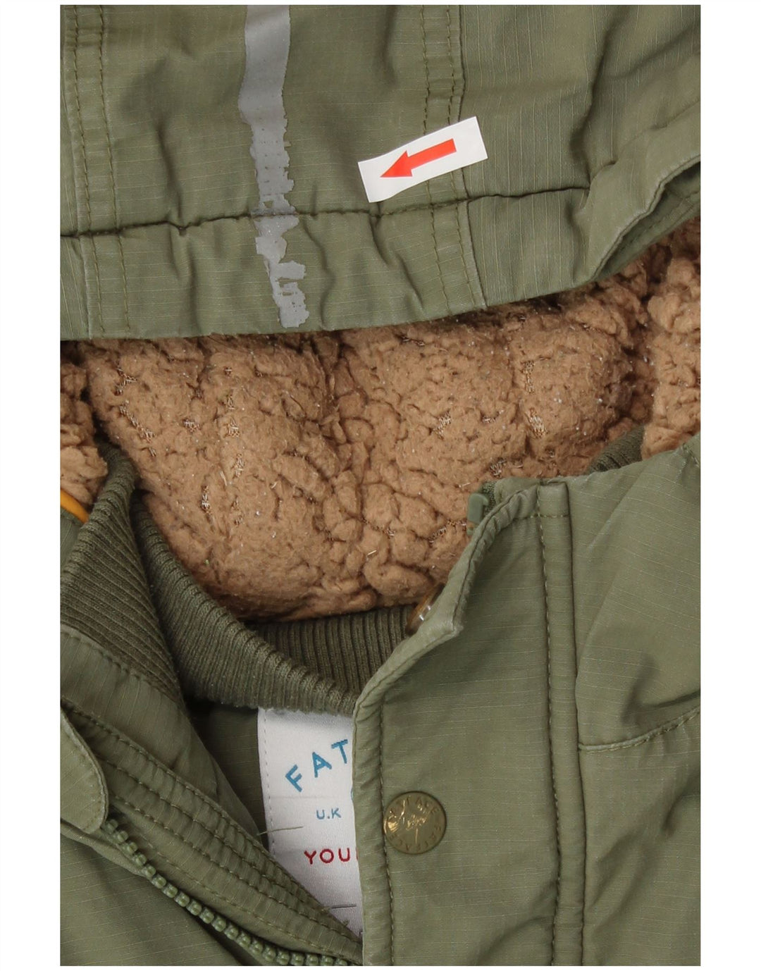 Fat Face drenge hættejakke parka 8-9 år Khaki Cotton