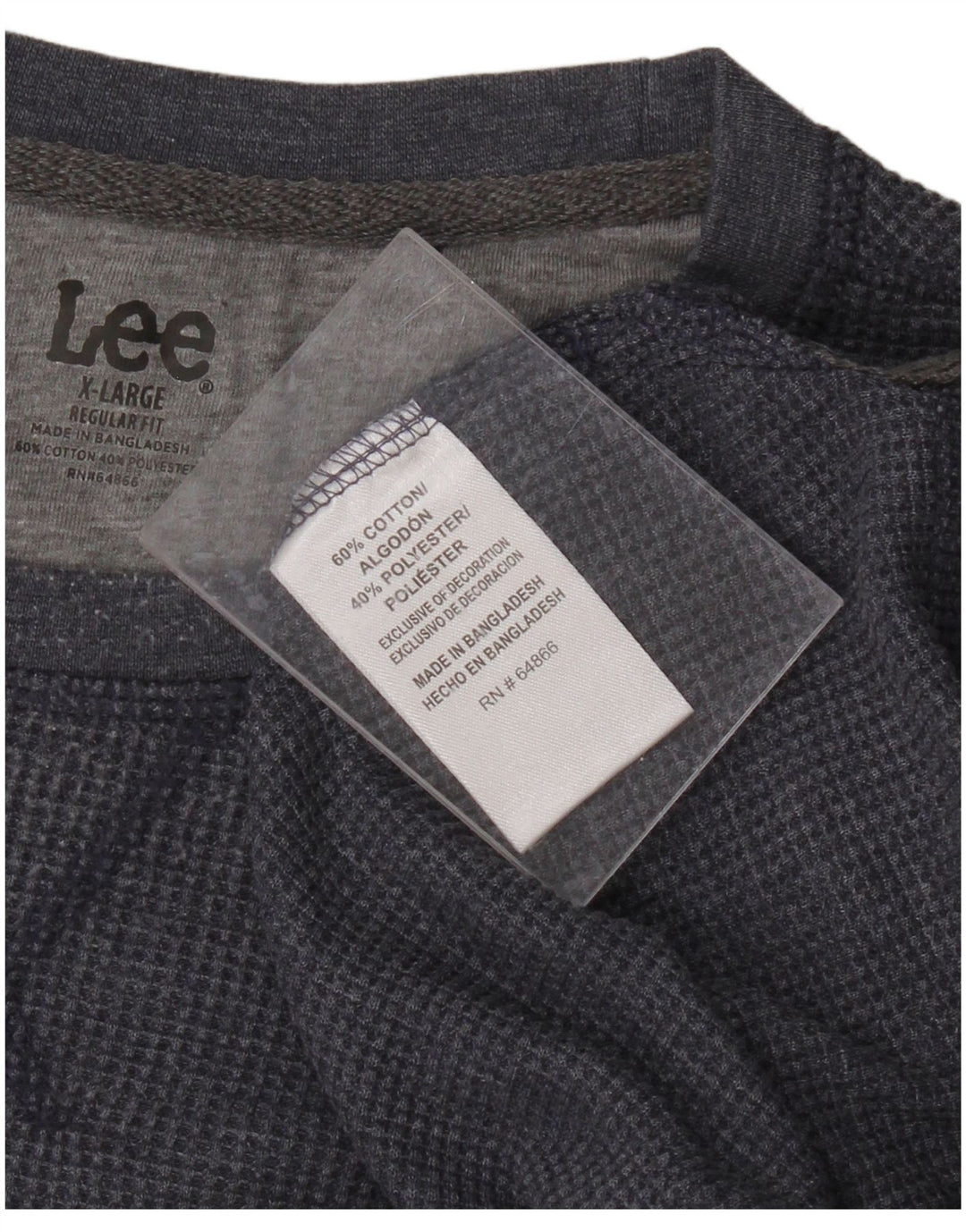 LEE Mens Regular Fit Top Long Sleeve XL Navy Blue Cotton