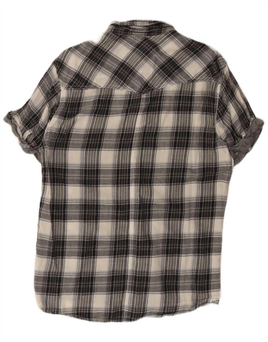 Jack & Jones Herre kortærmet flannelskjorte Stor grå ternet bomuld