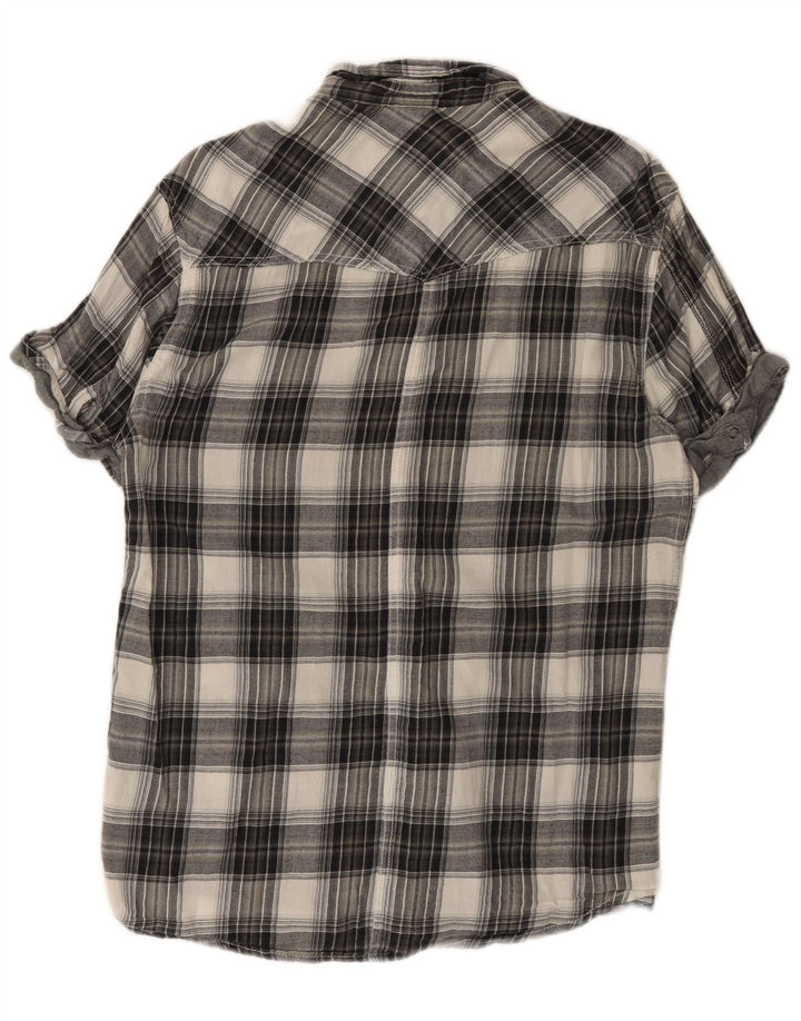 Jack & Jones Herre kortærmet flannelskjorte Stor grå ternet bomuld