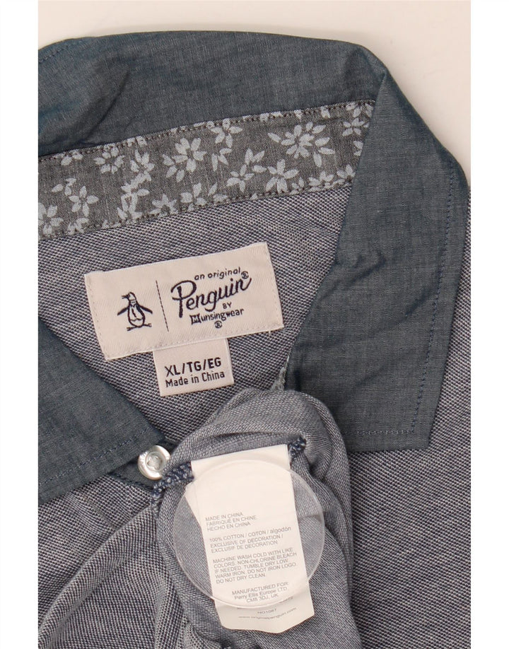 Penguin herre poloshirt XL blå bomuld