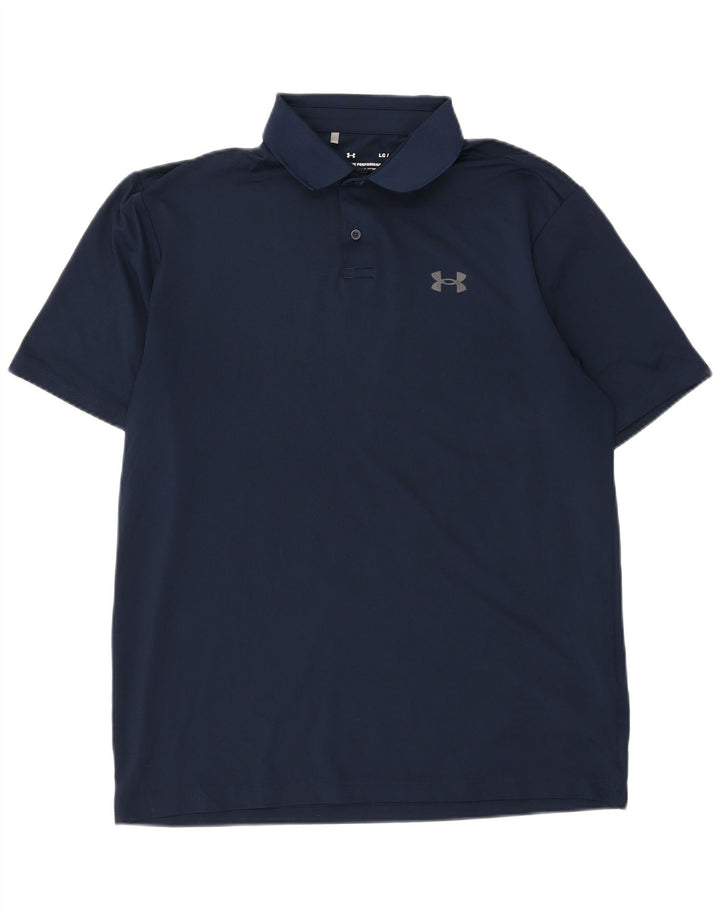 UNDER ARMOUR Mens Polo Shirt Large Navy Blue Polyester
