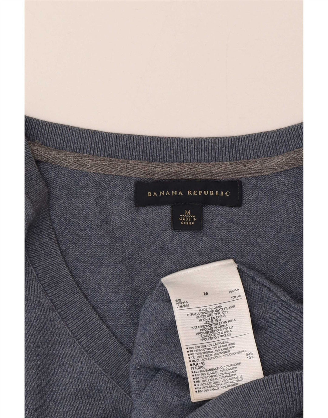 Banana Republic Herre V-hals sweater Medium Blue Bomuld