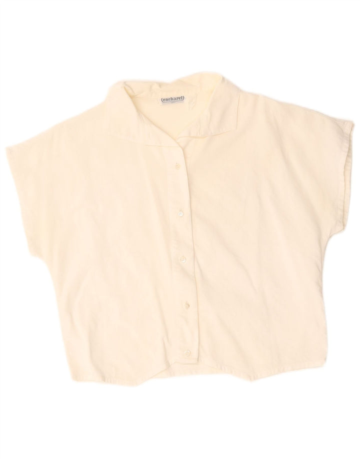 Cacharel Womens Crop kortærmet skjortebluse UK 14 Medium White