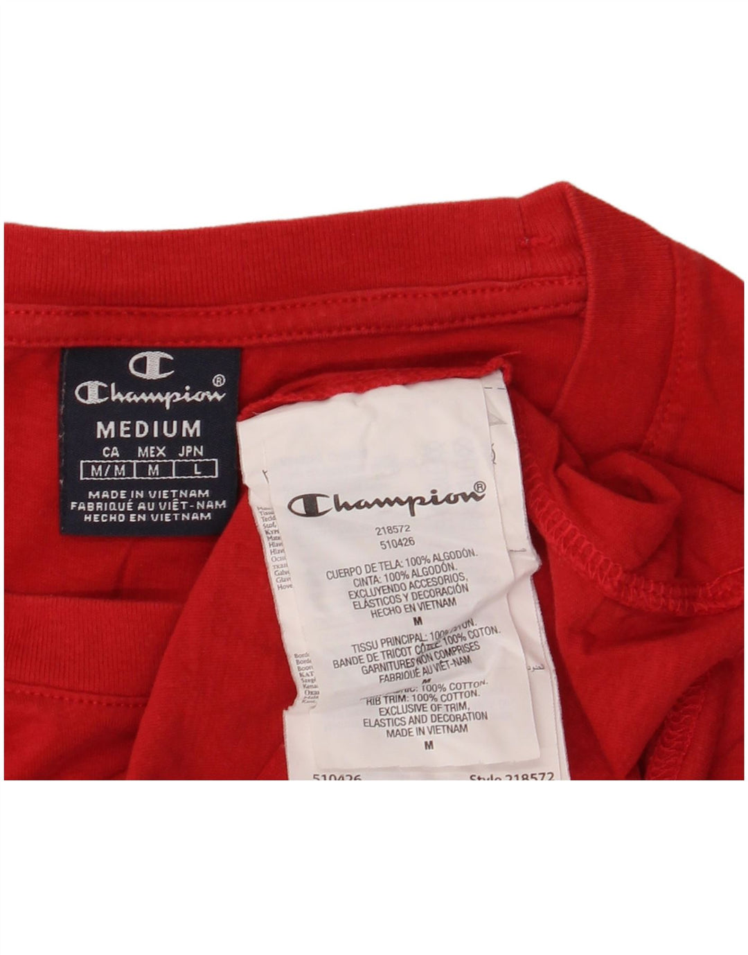 Champion Herre Stanford Grafisk T-Shirt Top Medium Rød Bomuld