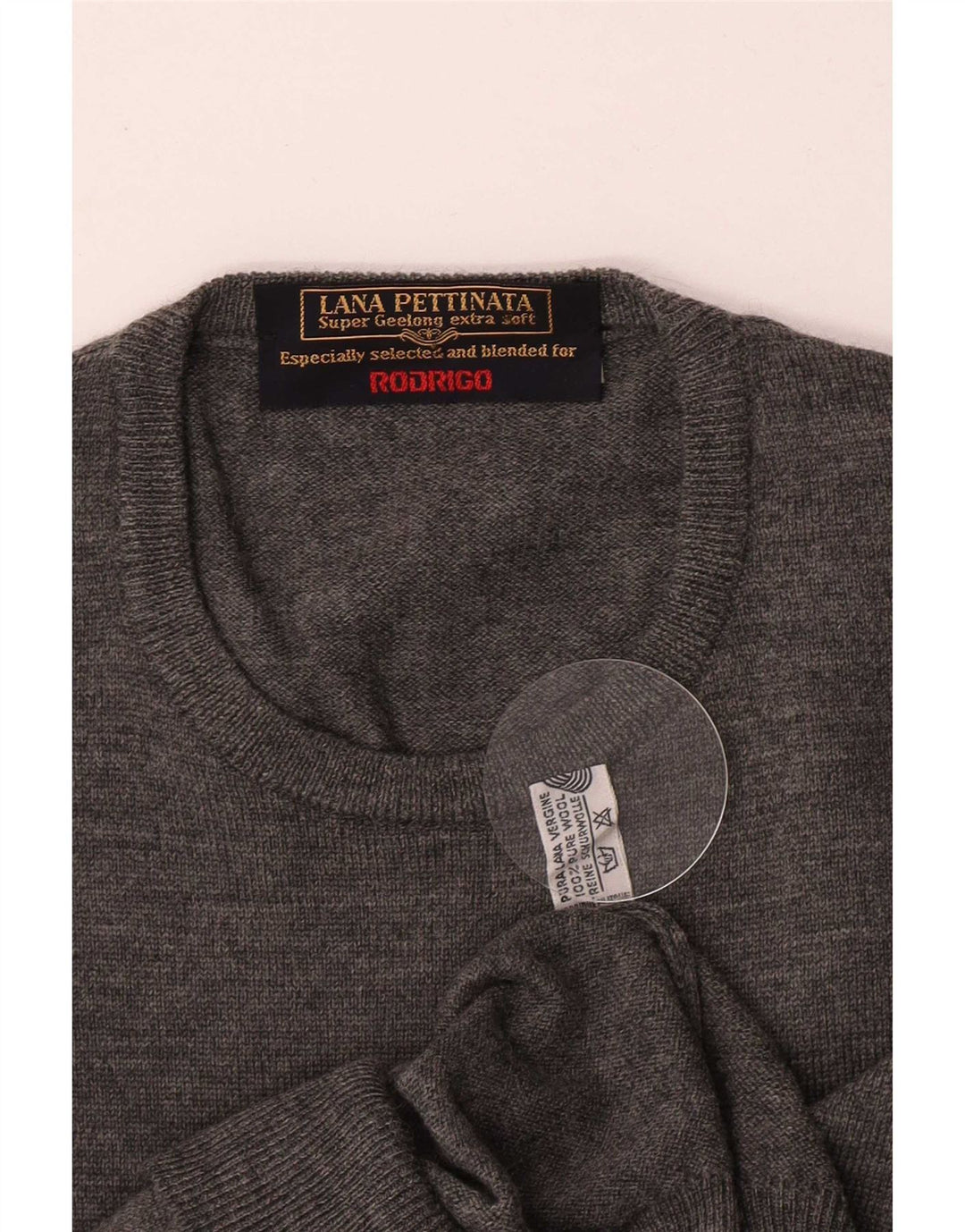 Rodrigo Herre Crew Neck Jumper Sweater IT 52 Large Grey Virgin Wool