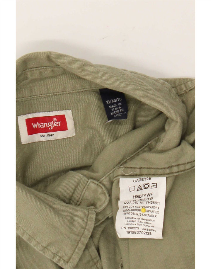 Wrangler Kortærmet Herreskjorte XL Khaki Bomuld