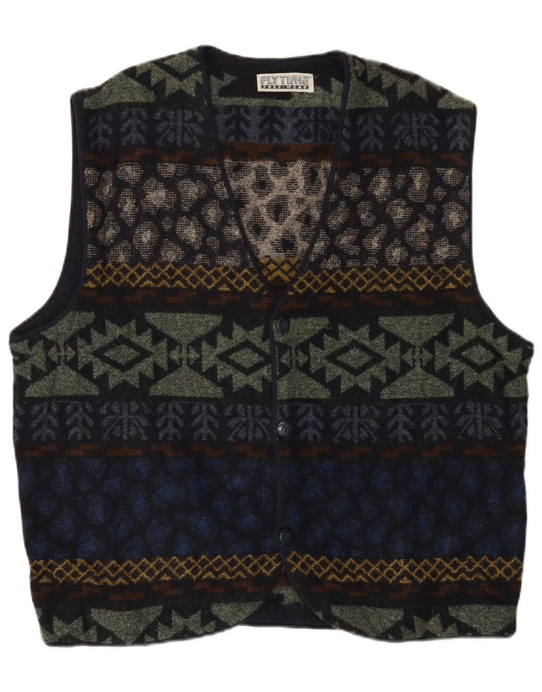 Fly Time Herre Cardigan Sweater IT 52 Large Multicolored Fair Isle