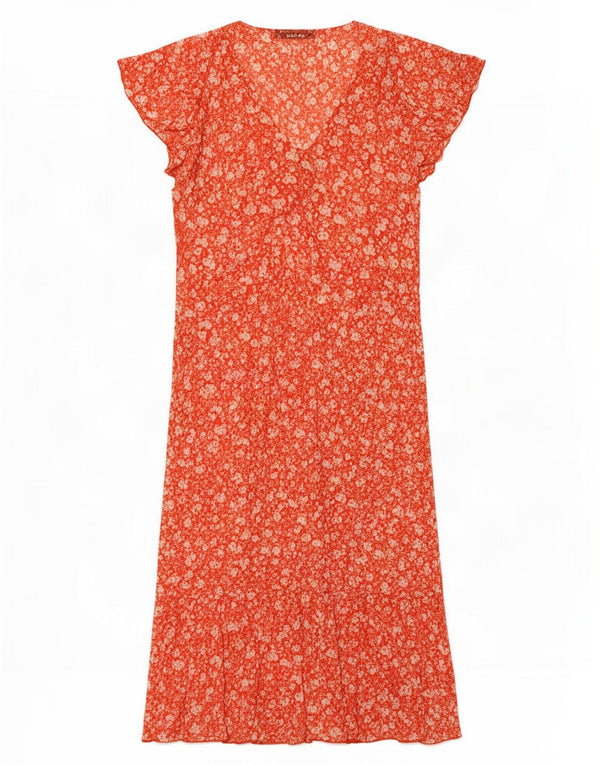 Marks & Spencer Kvinder Høj Maxikjole UK 16 Large Red Floral Viscose
