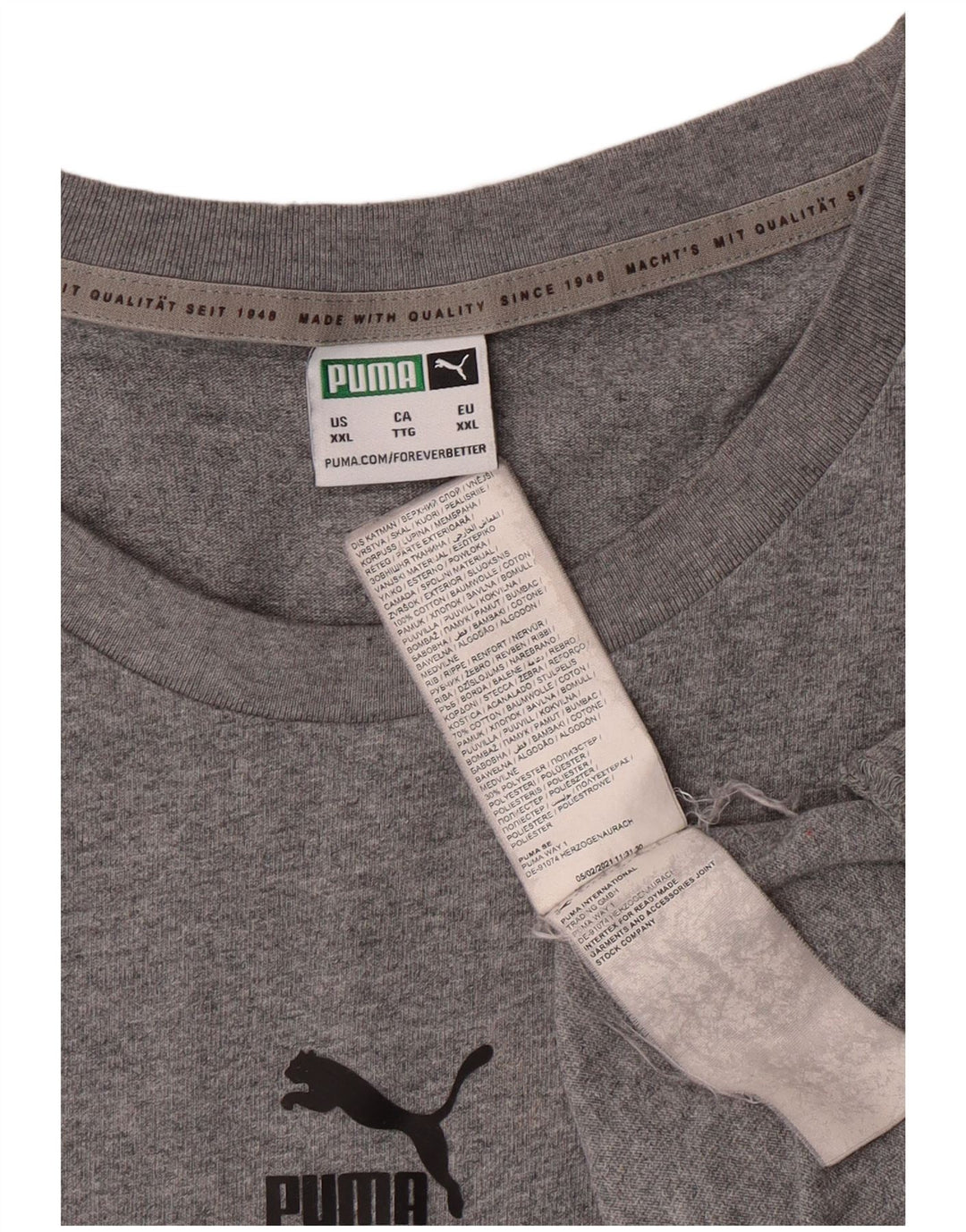 Puma Herre Grafisk T-Shirt Top 2XL Grå Bomuld