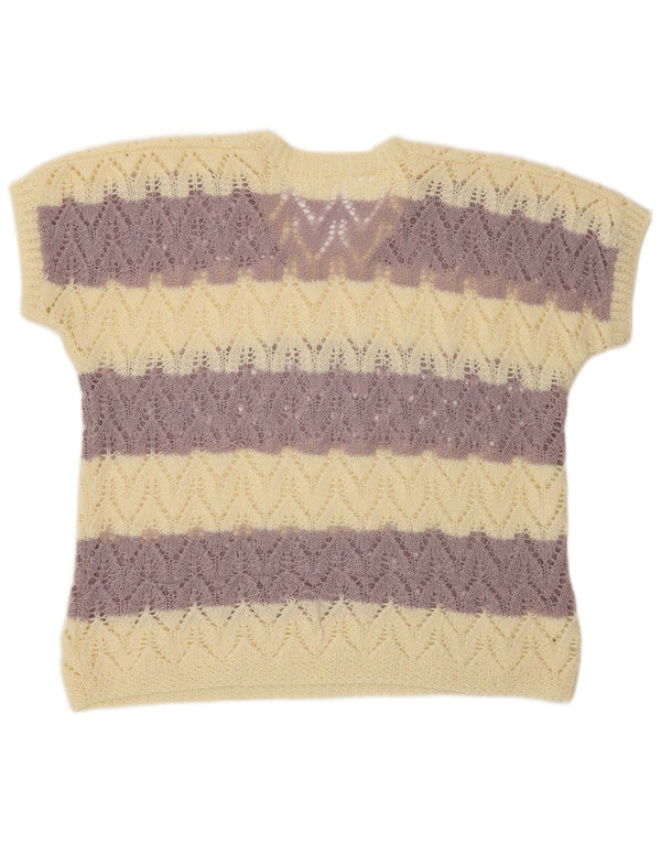 VINTAGE Womens Crop Kortærmet V-hals sweater UK 16 Large Purple