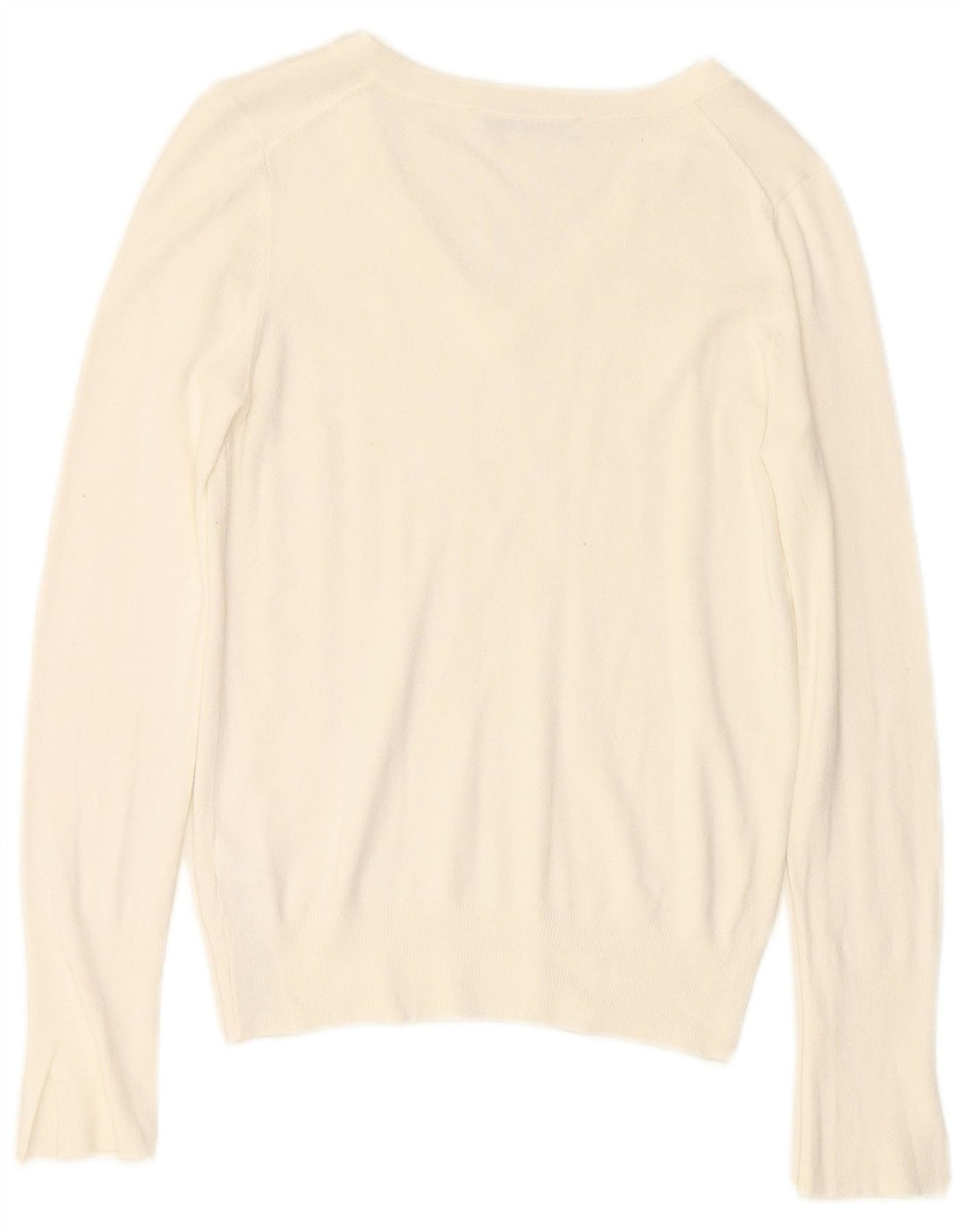 ZARA Dame V-hals sweater UK 10 Small White Viscose