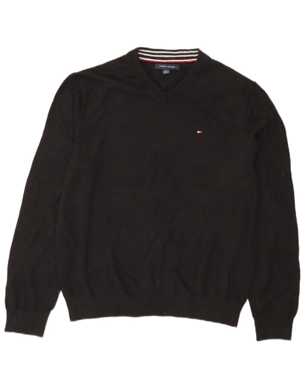 TOMMY HILFIGER Herre V-hals sweater 2XL sort bomuld