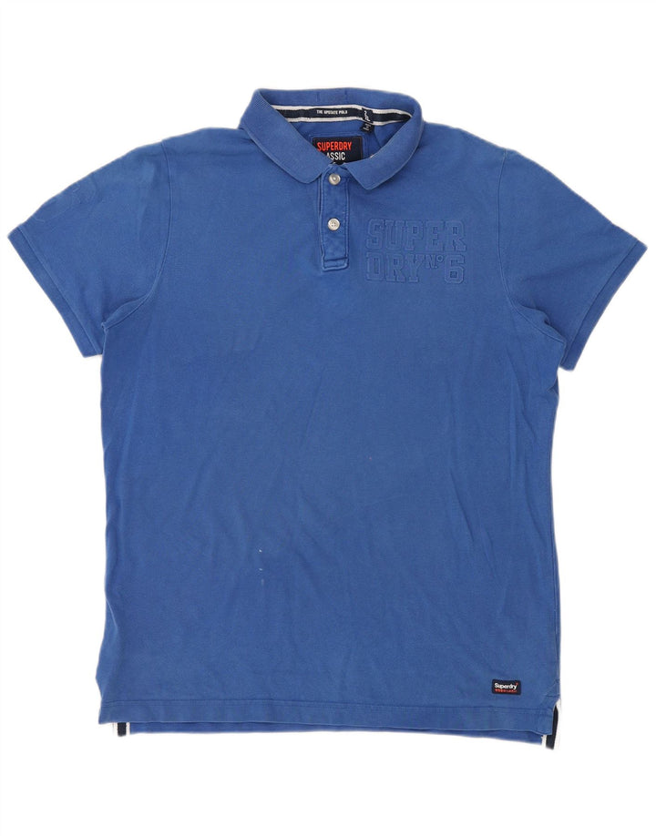 Superdry grafisk poloshirt til mænd 2XL blå bomuld