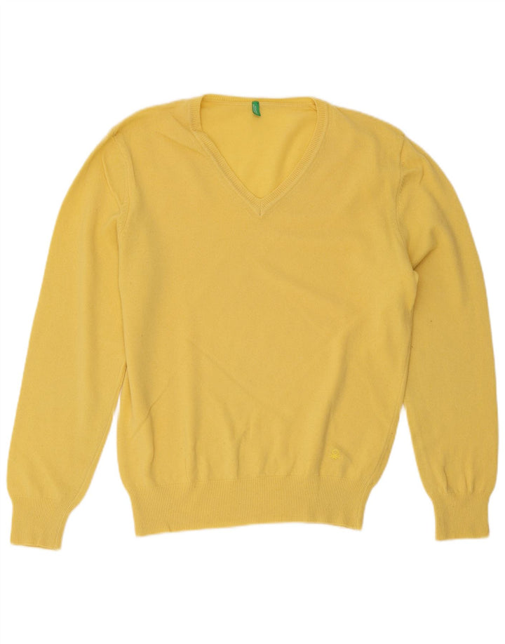 Benetton Herre V-hals sweater Medium Gul