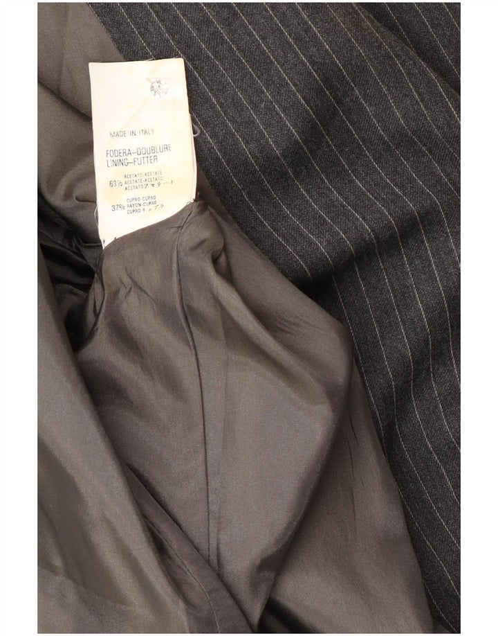 Ferre Dame 001 1 Knaps Blazer Jacket UK 16 Large Grey Pinstripe Acetate
