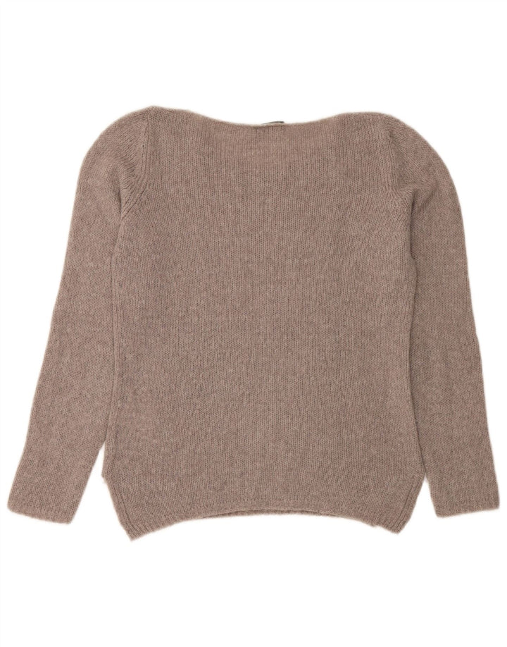 Fred Perry Dame Boat Neck Jumper Sweater UK 10 Lille Grå Polyamid