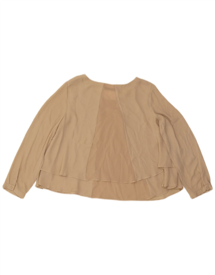 ZARA Womens Crop 3/4 Sleeve Blouse Top UK 10 Small Beige Polyester