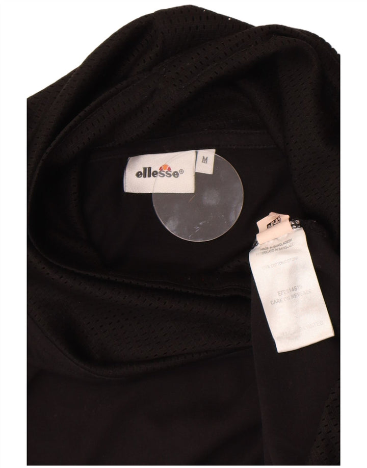 Ellesse Dame Grafisk T-Shirt Top UK 14 Medium Sort Bomuld