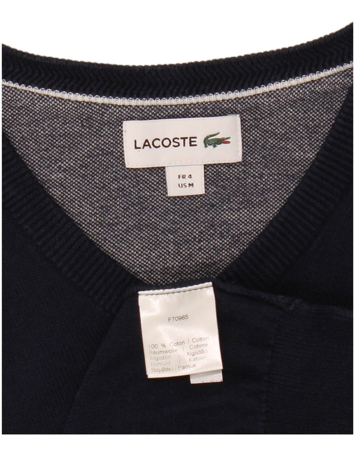LACOSTE Herre V-hals sweater str. 4 Medium marineblå bomuld