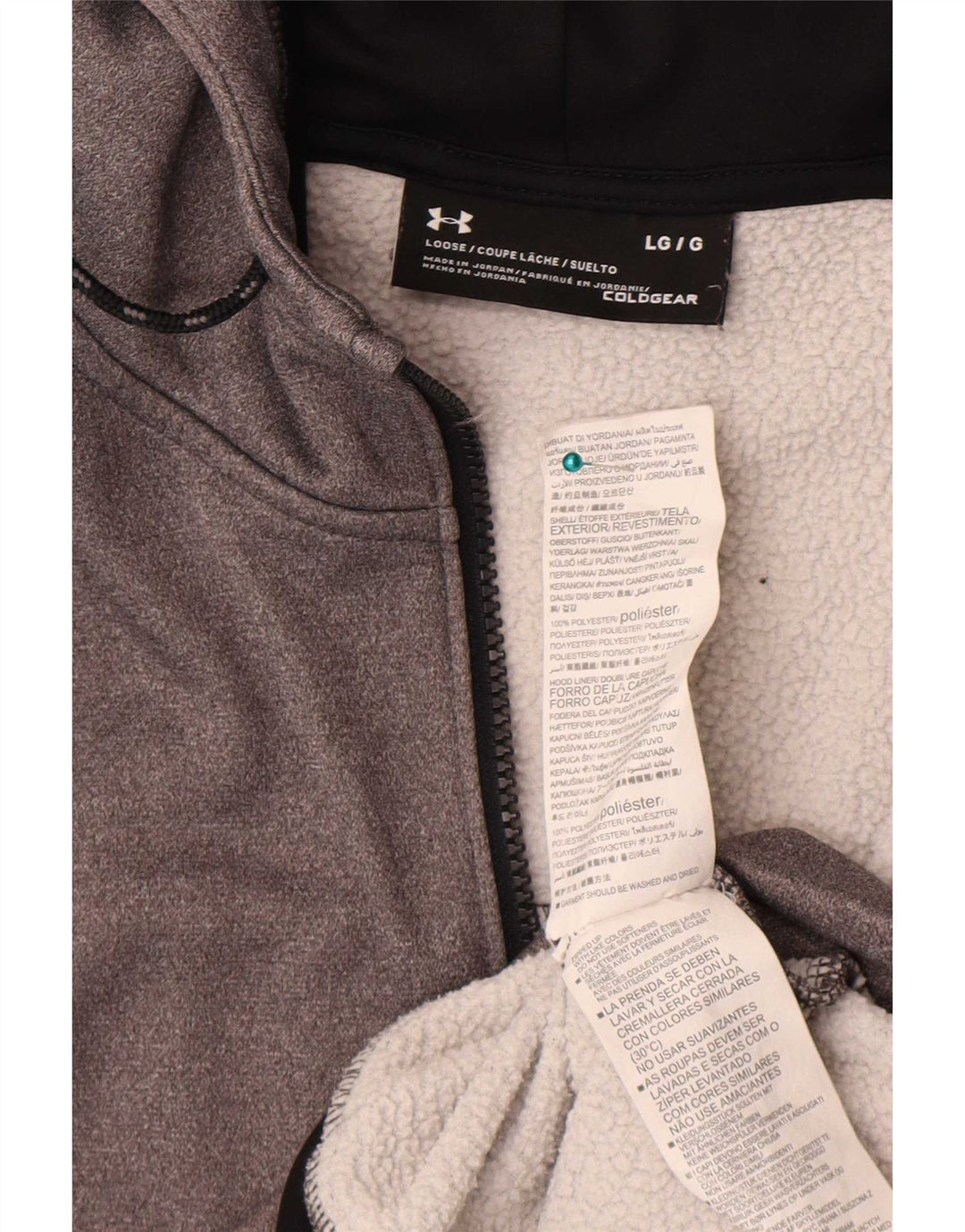 Under Armour Herre Cold Gear Zip Hættetrøje Sweater Large Grå Polyester