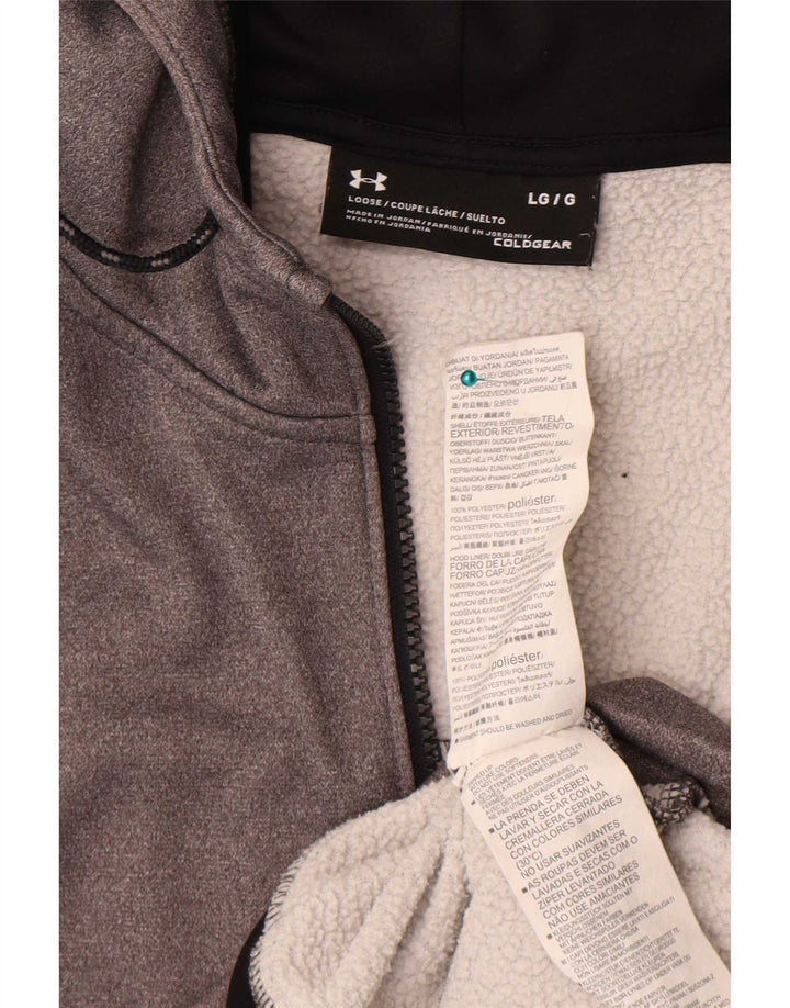 Under Armour Herre Cold Gear Zip Hættetrøje Sweater Large Grå Polyester