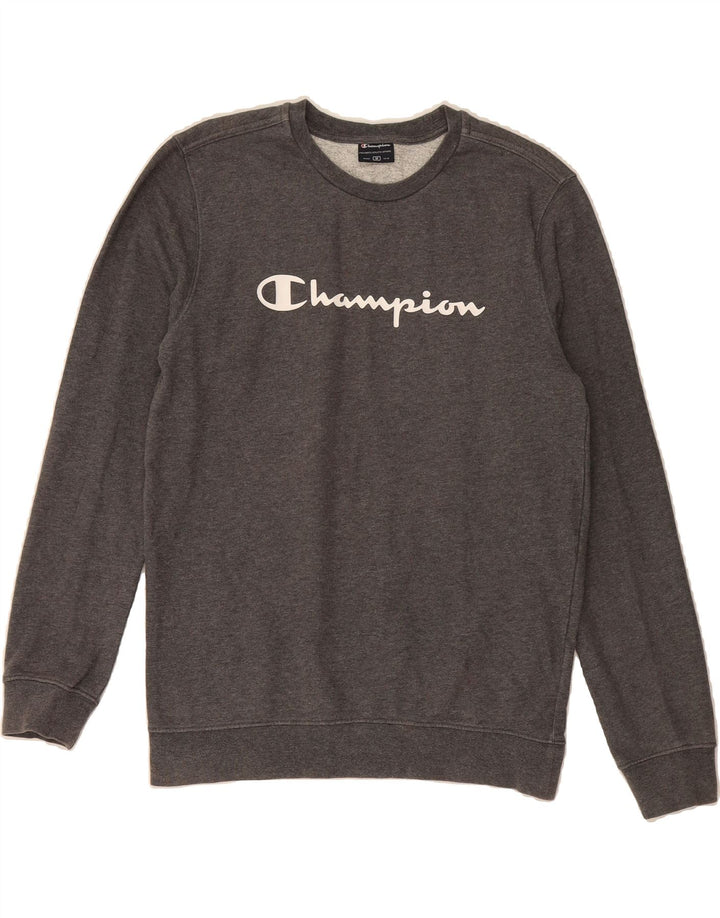 CHAMPION Mens Graphic Sweatshirt Jumper Medium Grey Cotton Vintage Champion and Second-Hand Champion from Messina Hembry 