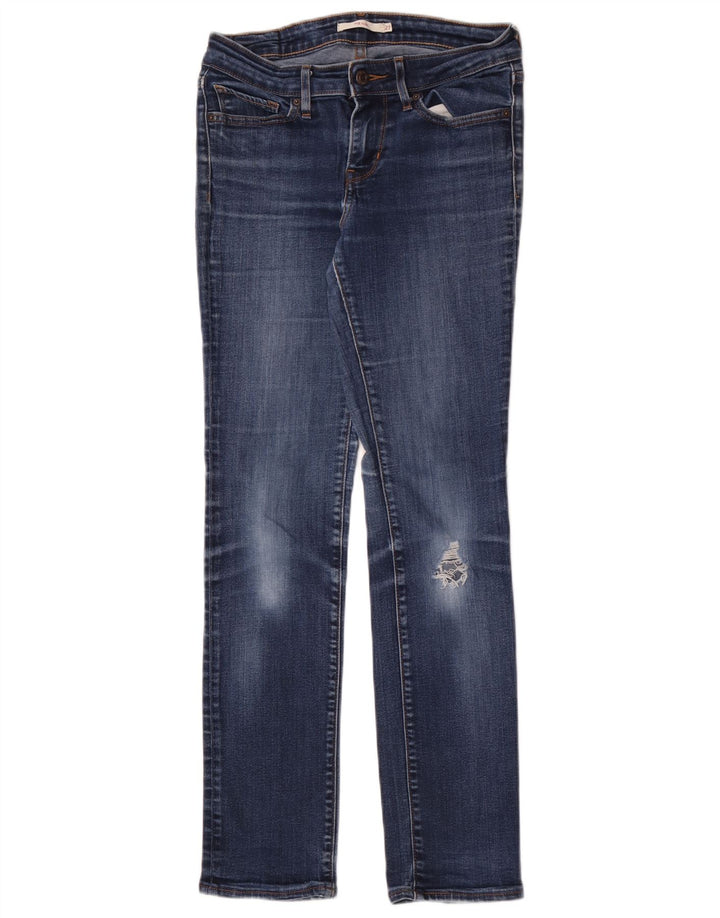 LEVI'S Dame 712 Distressed Slim Jeans W27 L30 Blå Bomuld
