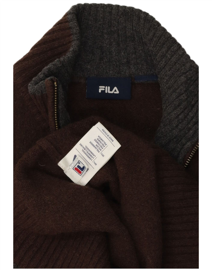 Fila Herre Zip Neck Jumper Sweater Stor Brun Lammeuld
