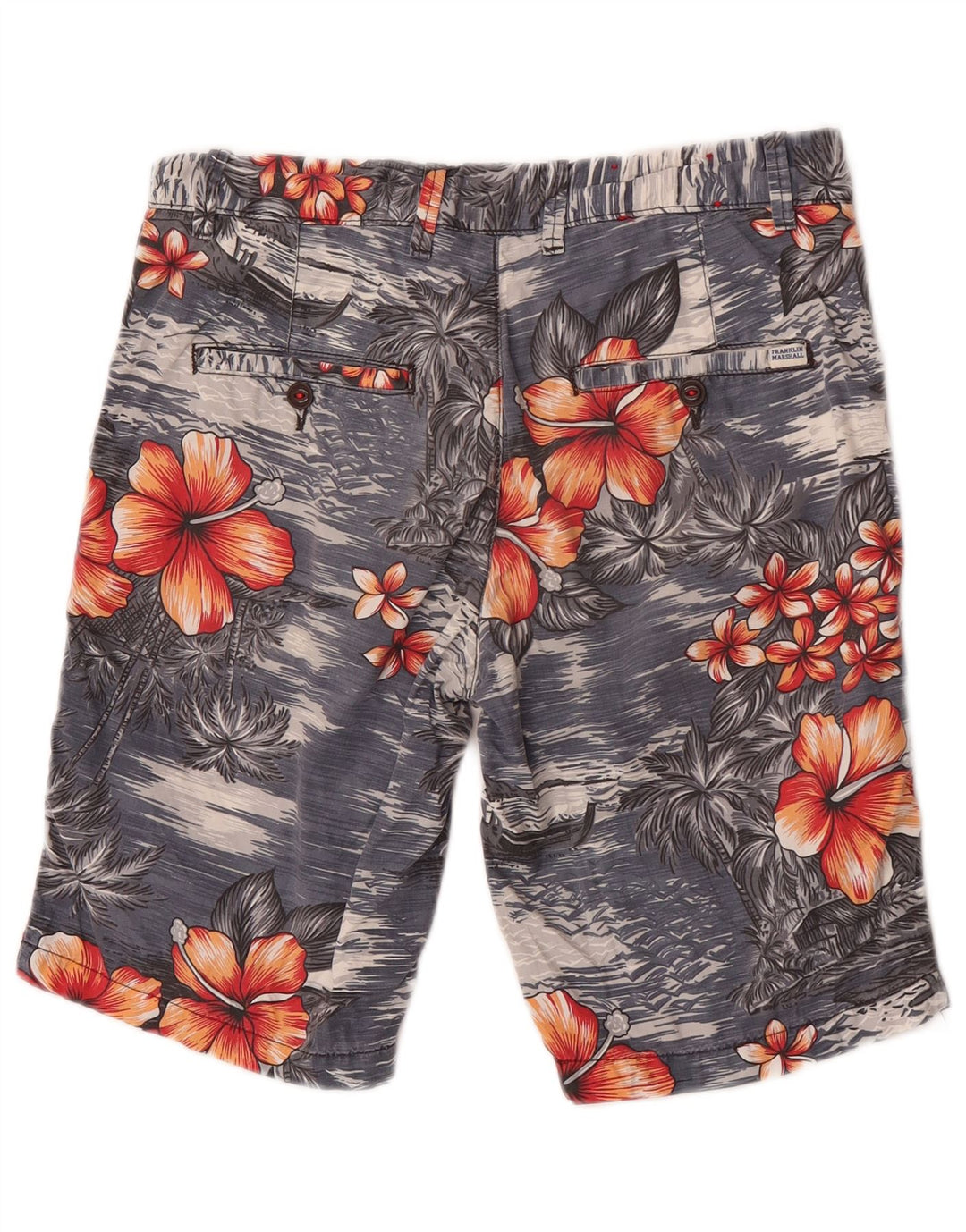 Franklin Marshall Herre Leo Chino Shorts W31 Medium Navy Blue Hawaiian