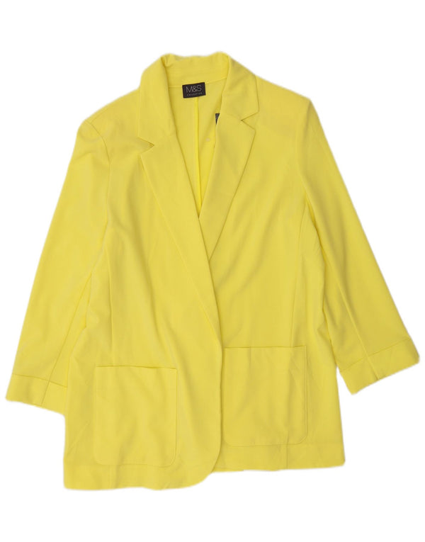 Marks & Spencer Dame 3/4 ærmet åben blazerjakke UK 12 Medium Gul