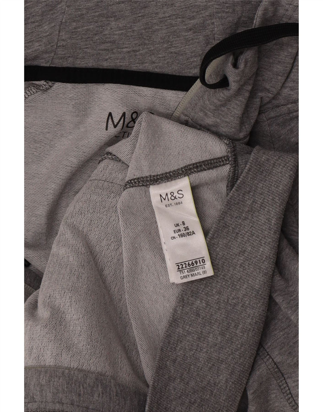 Marks & Spencer hættetrøje til kvinder med lynlås UK 8, lille grå flækket