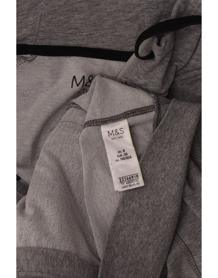 Marks & Spencer hættetrøje til kvinder med lynlås UK 8, lille grå flækket
