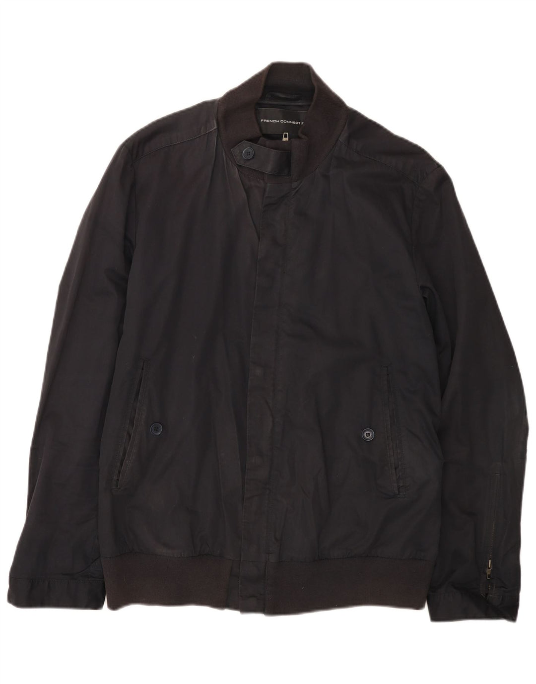 French Connection Herre Bomber Jacket UK 40 Large Navy Blue Cotton